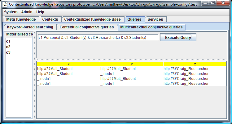 Query interface Query interface