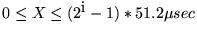 $0 \leq X \leq (2^i - 1) * 51.2 \mu sec$
