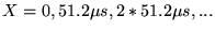 $X = 0, 51.2\mu s, 2 * 51.2 \mu s, ... $